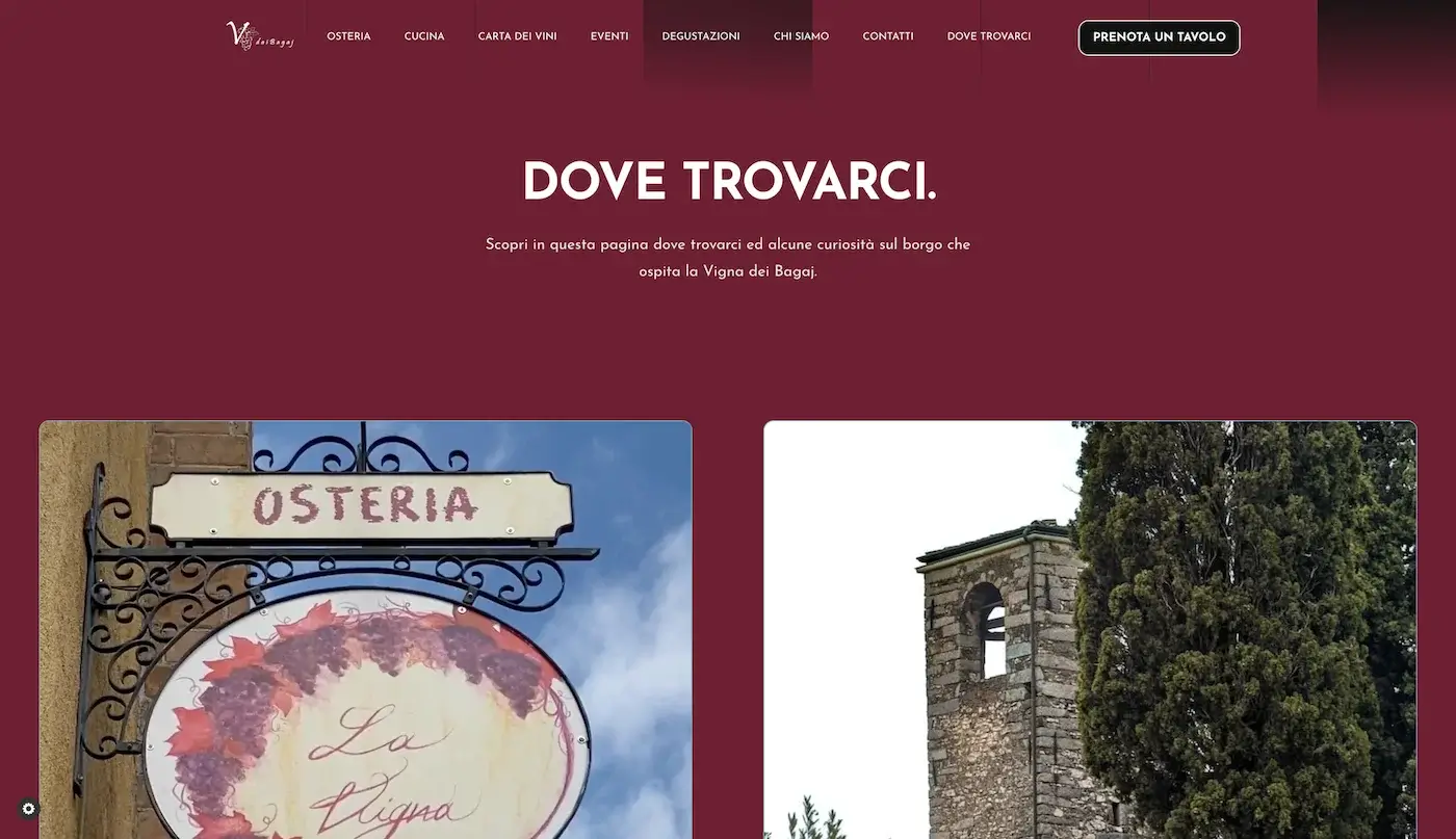 Pagina prenotazione Osteria Dai Bagaj - desktop