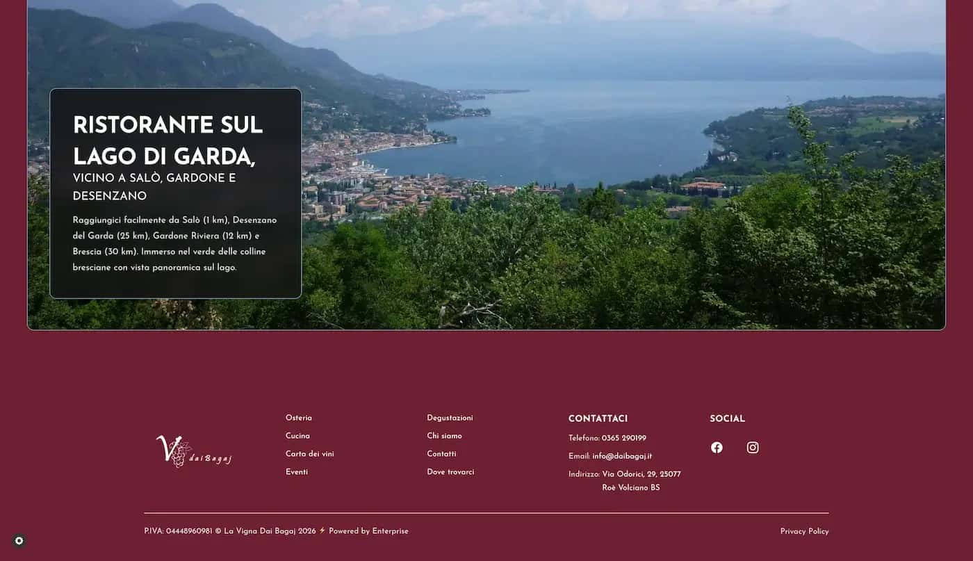 Sito web Osteria Dai Bagaj