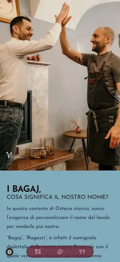 Sito web Osteria Dai Bagaj realizzato da Enterprise Srl