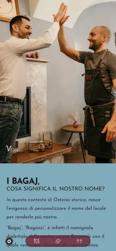 Pagina Osteria Dai Bagaj - mobile