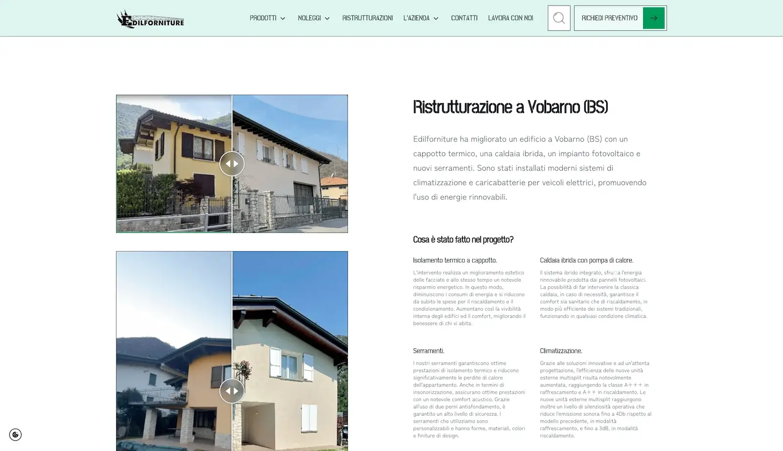 Pagina progetto ristrutturazione Vobarno Edilforniture - desktop