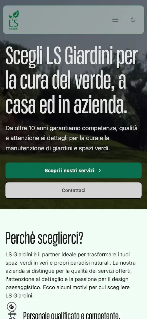 Homepage LS Giardini - mobile