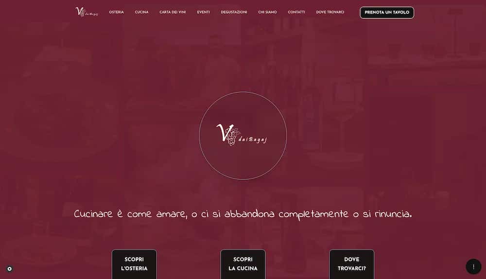 Sito Osteria Dai Bagaj - prenotazione online
