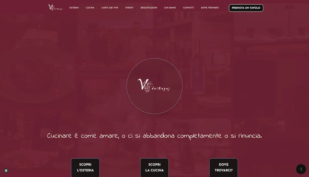 Homepage Osteria Dai Bagaj - desktop