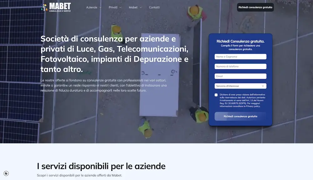Sito web consulenza energetica fotovoltaico Mabet Brescia