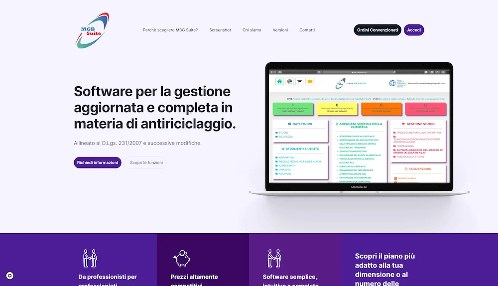 Sito web software antiriciclaggio MGB Suite commercialisti