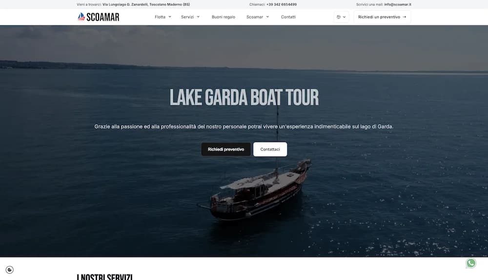Sito web tour in barca Scoamar Lago di Garda