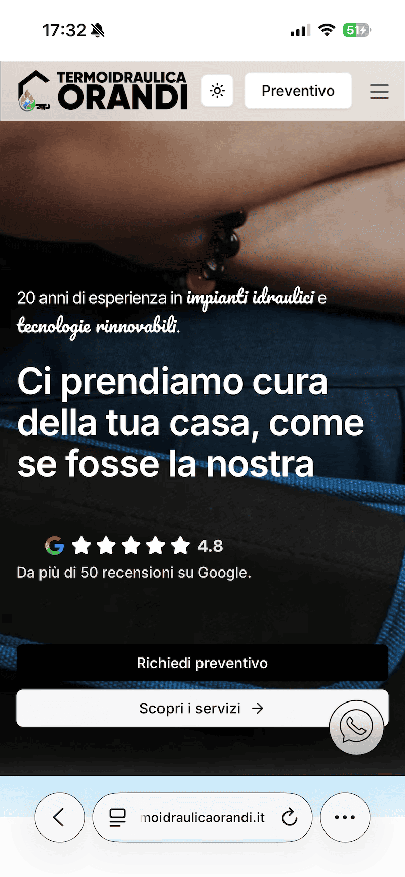 Sito web Termoidraulica Orandi - versione mobile