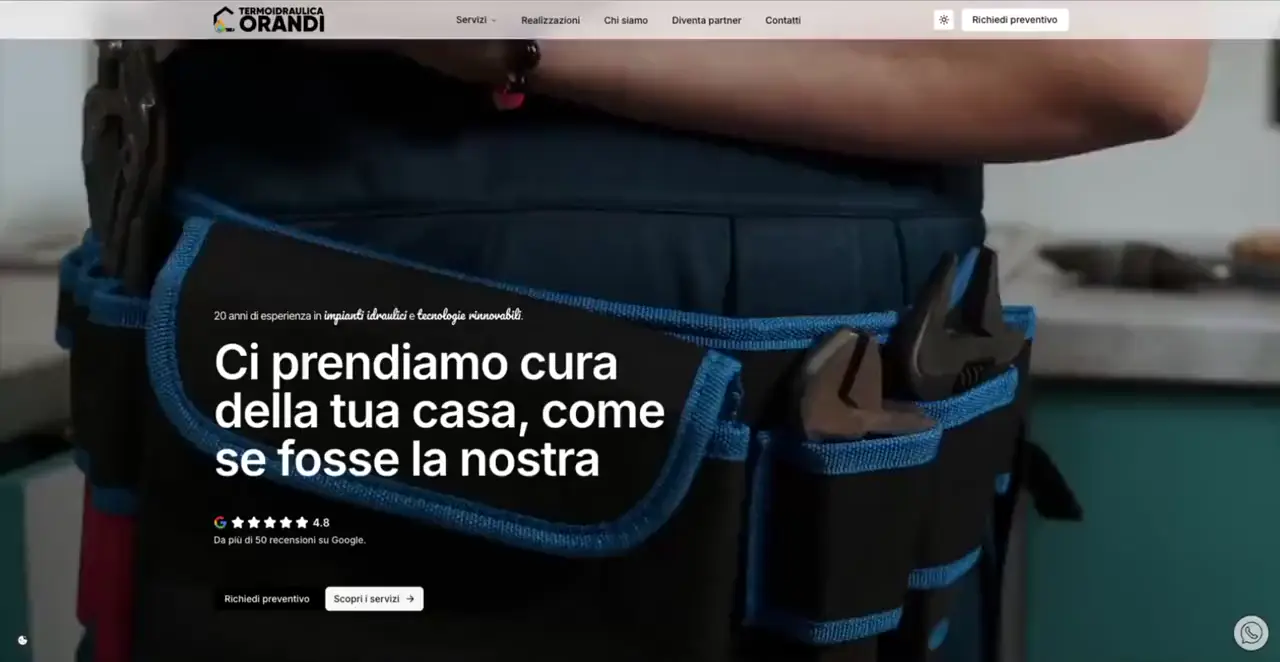 Homepage del sito di Termoidraulica Orandi su computer
